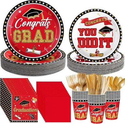 240 Pcs 2026 Graduation Decorations Plates and Napkins and Cups Set Serve 30,