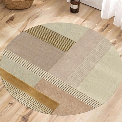 Hand Tufted Wool Round Rug: Modern Geometric Design