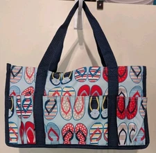 Thirty One Colorful Flip Flop Beach Fun Tote Bag Small 13 X 8 X 6