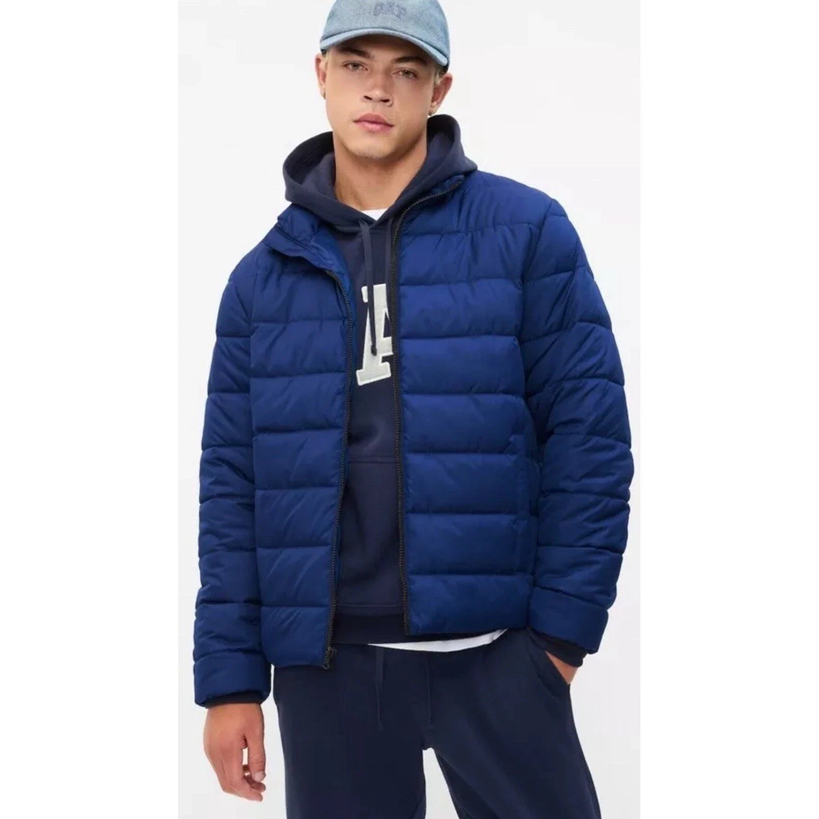NWT GAP ColdControl Puffer Jacket Quilted Lightweight Bellwether Blue Large