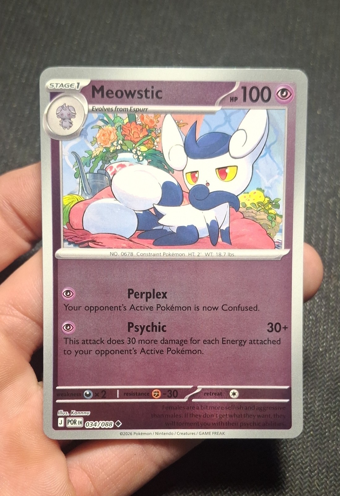 Meowstic 034/088 - Reverse Holo - Pokémon TCG: Perfect Order - English NM