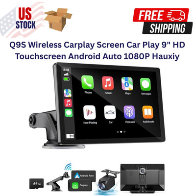 Q9S Wireless Carplay Screen Car Play 9'' HD Touchscreen Android Auto 1080P Hauxiy