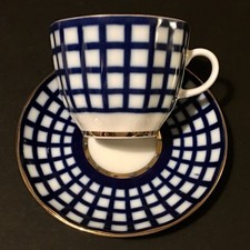 LOMONOSOV IMPERIAL PORCELAIN COFFEE CUP AND SAUCER TULIP COBALT CELL