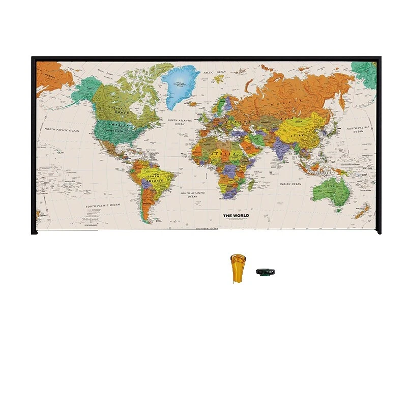 Art Deco World Map Home Décor Posters