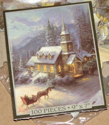 Thomas Kinkade Sunday Evening Sleigh Ride 100 Piece Mini Puzzle New Sealed Bag