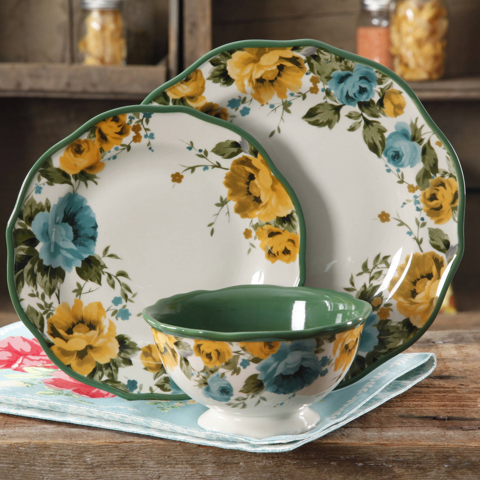 Rose Shadow Dinnerware Set Dishes Plates Bowls Dining 12-Piece New