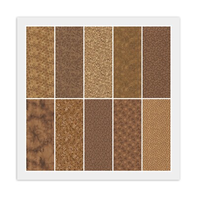 Jelly Roll (20) 2 1/2'' Strips, GOLDEN BROWN, BRONZE, Quilting 100% Cotton Fabric