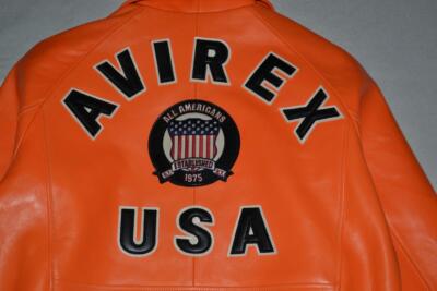 AUTHENTIC Avirex Icon Leather A1 BOMBER Jacket MENS ORANGE NEW ALL