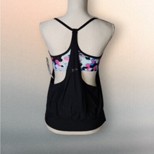 NWT Speedo M Medium Geometric Black Pink Swim Tankini Top 65 MSRP