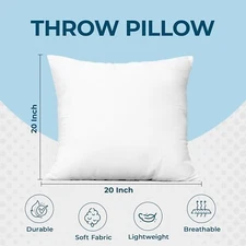 Utopia Bedding Single Throw Pillow Insert 20 x 20 Inches 