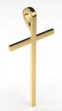 Kaedesigns, Solid 9ct 9k Yellow Gold Long Plain Cross Pendant
