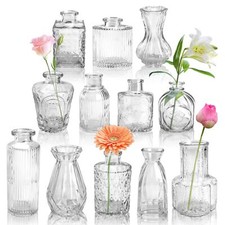Der Rose Glass Bud Vases Set of 12, Small Bud Vases for Flowers, Rustic Weddi...