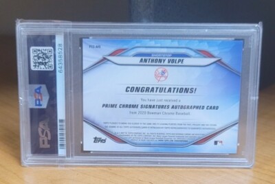 2020 Bowman Chrome Anthony Volpe Prime Signatures /50 POP 1- 0