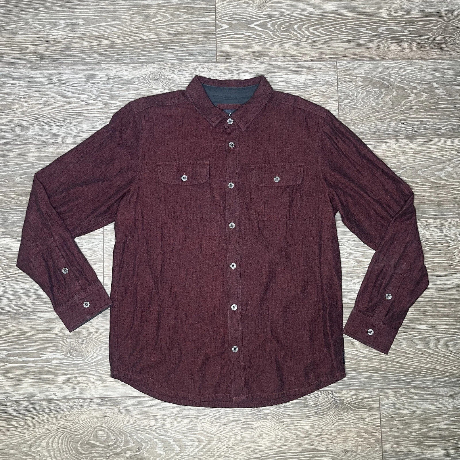 Prana Flannel Shirt Mens Sz Large Boundary Button Down Collared Cotton Shirt