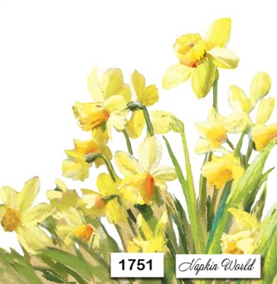 (1751) TWO Individual Paper LUNCHEON Decoupage Napkins - DAFFODILS MARCH FLOWERS