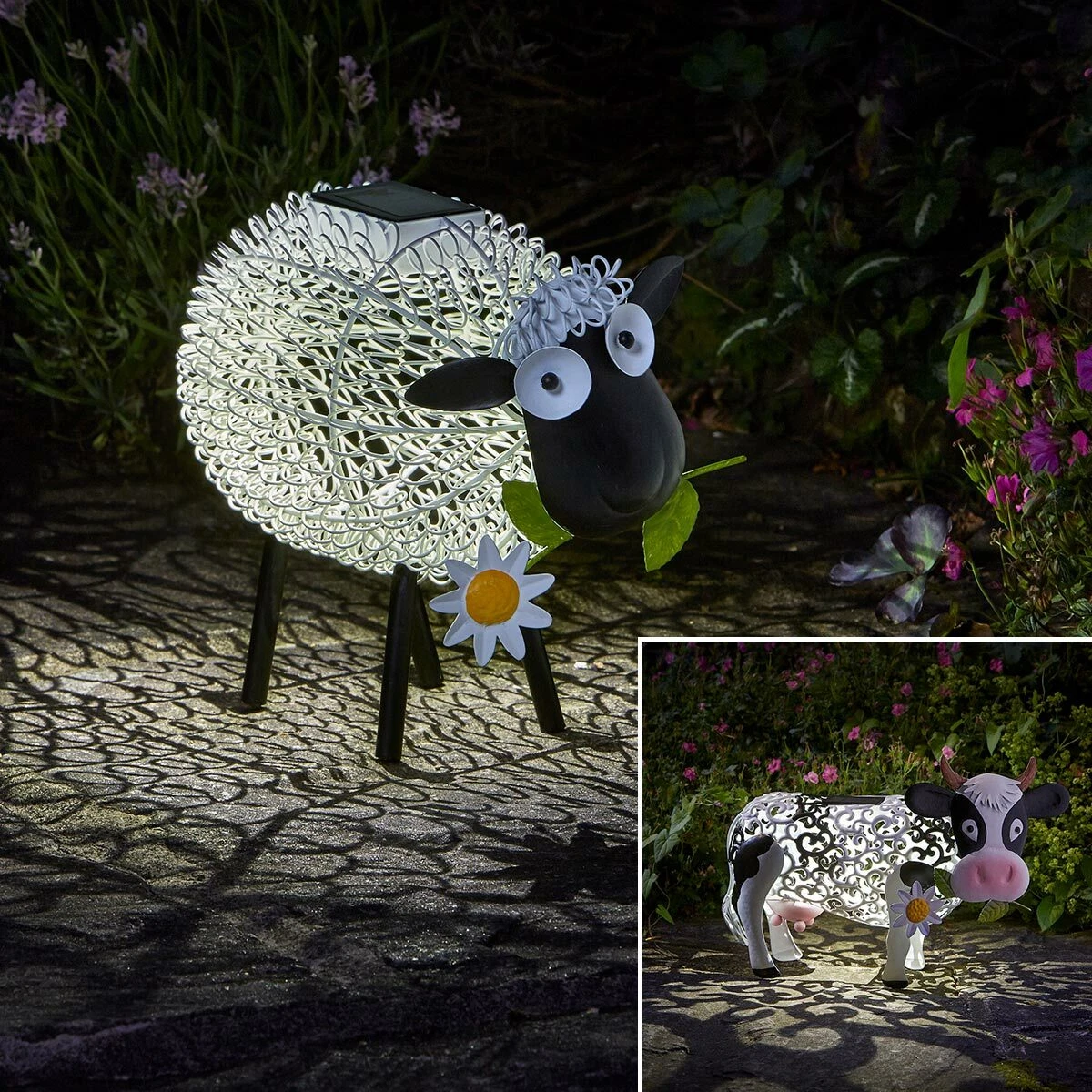 Solar LED Light Up Cow Sheep Farm Animal Garden Ornament OR Spare Solar Panel