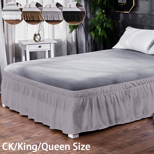 Wrap Around Easy Fit Bed Skirt Elastic Bedding Valance Ruffled Bed