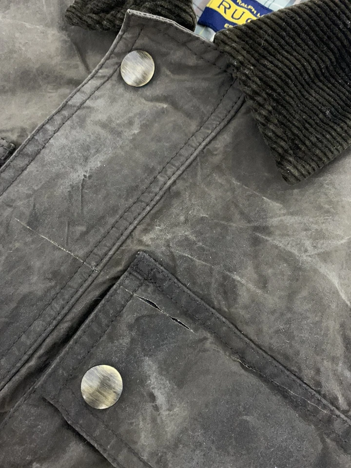 Ralph Lauren Rugby Medium Wax Oil RRL Biker Military Faux Leather Polo VTG Coat - Image 3 of 4
