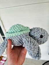 Green and Gray Crocheted Plush Turtle