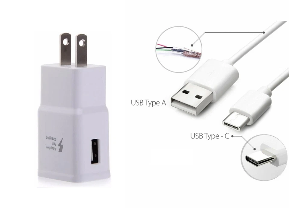 Adaptive Fast Charging Type C Cable + Wall/Travel Charger Adapter USB-C Cord  - Image 3 of 4