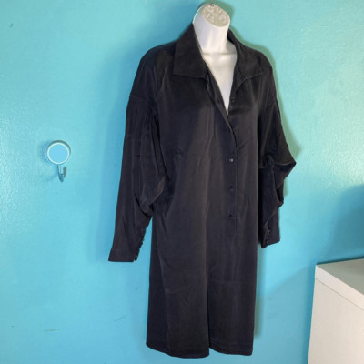 Vintage Navy Blue Silk Dress Linda Allard Ellen Tracy Size 8 Dolman Sleeve Shift