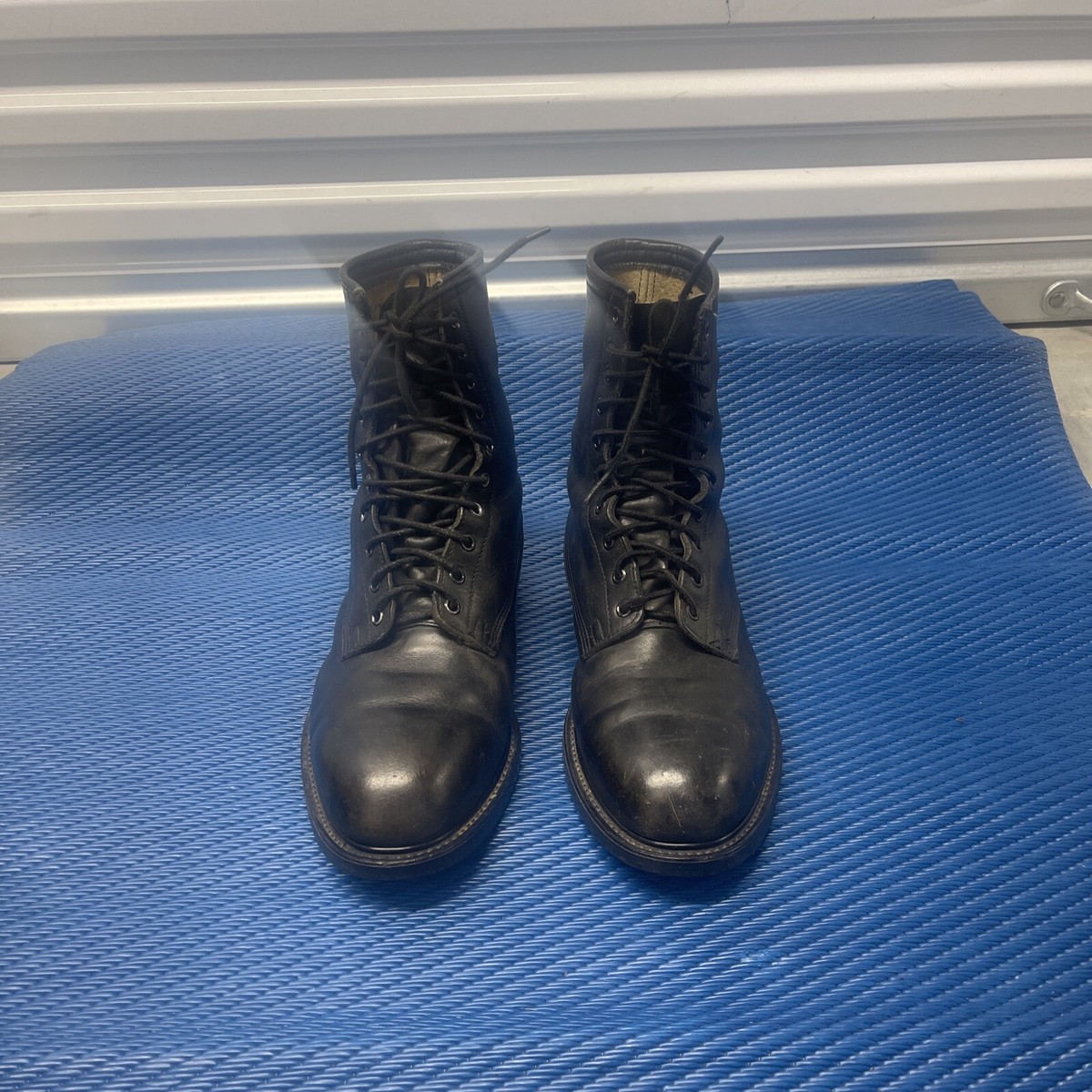 Vtg Wolverine Worldwide Black Leather Combat Military Steel Toe