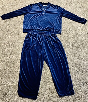 Vintage John Blair Women’s Velour Track Suit Size 2XL Blue