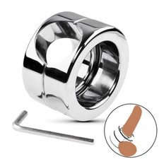 Stainless Steel Male Exercise Cock Ring Metal Heavy Stretcher Scrotum Lock Penis