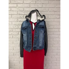 Ci Sono Stretch Denim Jacket With Removable Hoodie Size M