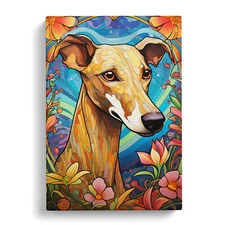 Whippet Art Nouveau Art Canvas Wall Art Print Framed Picture Decor Living Room