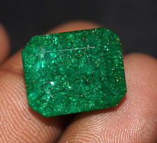 GIE Certified 30 Ct Natural Emerald Colombian Green Emerald Cut Loose Gemstone