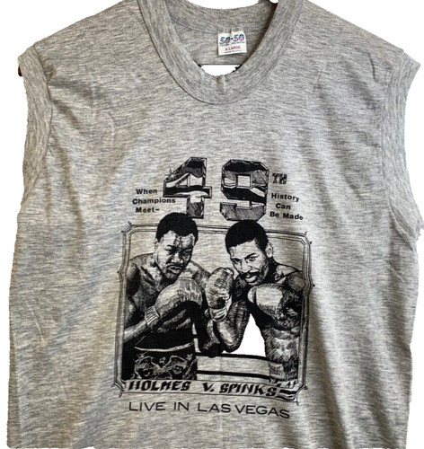 RARE Larry Holmes V Michael Spinks Boxing Shirt Men S 1985 49th Tank Top VTG 80s