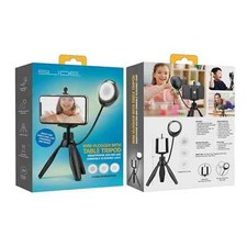 SLIDE Mini Vlogger With Built in Dimmable Ring Light Table Tripod Holder -NEW