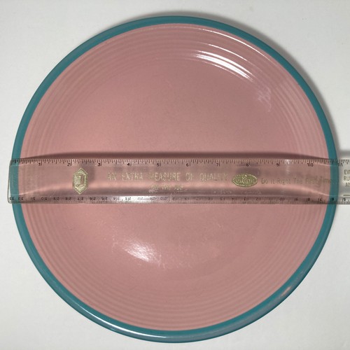 Platos de cena de gres Rio Century de colección rosa con borde verde azulado 11" Japón REEMPLAZO - Imagen 5 de 5