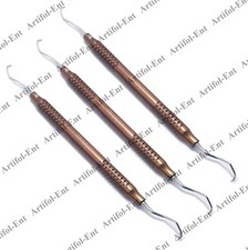 3-Piece Gracey Curettes Set 13/14 – Brown Color –Double Ended Instrument #GR1314