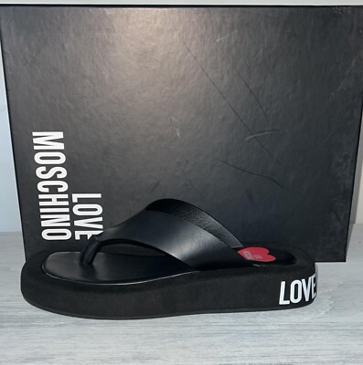 Love Moschino Flip Flops Schwarz Damen Größe EU 35 MSD1 | eBay