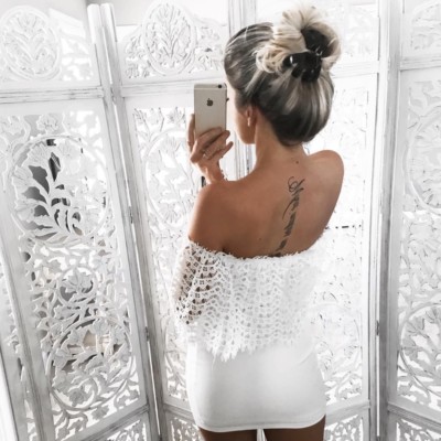 White Lace Off Shoulder Mini Dress Summer Beach Dress Cold Shoulder Dress |  eBay