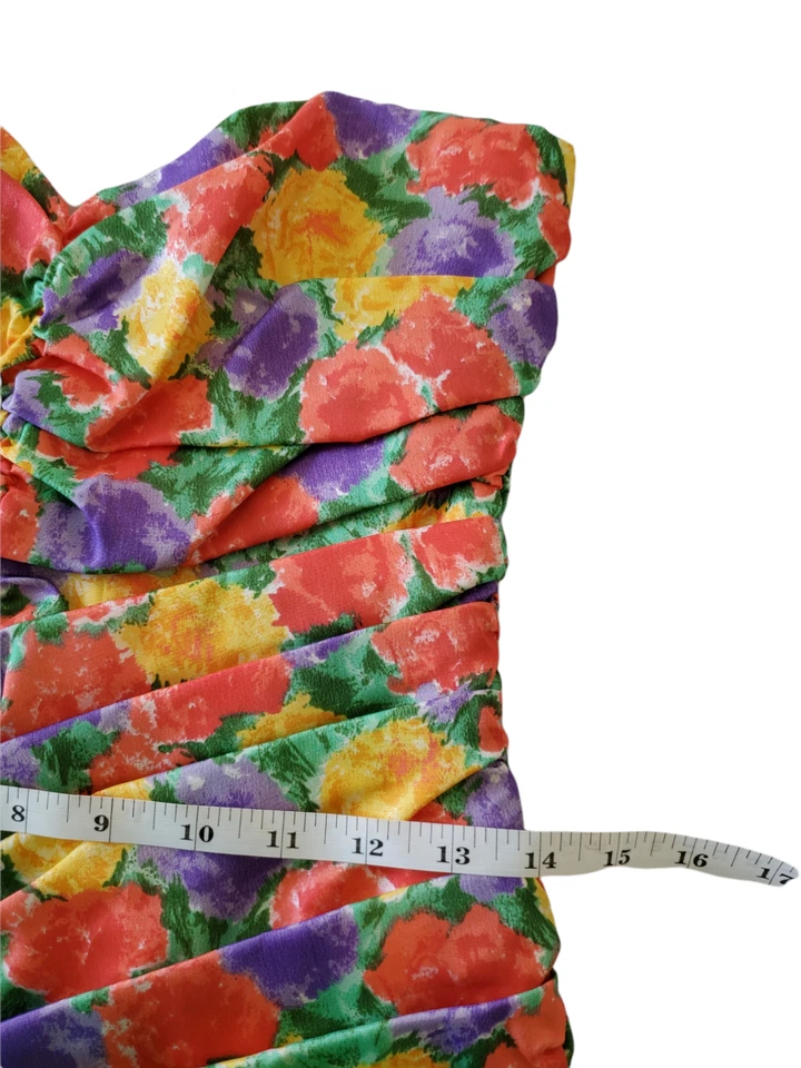 VTG Scarlett Nite Womens Cocktail Dress SZ 9/10 Modern 4/6 Peplum Floral 1980s - Image 4 of 4