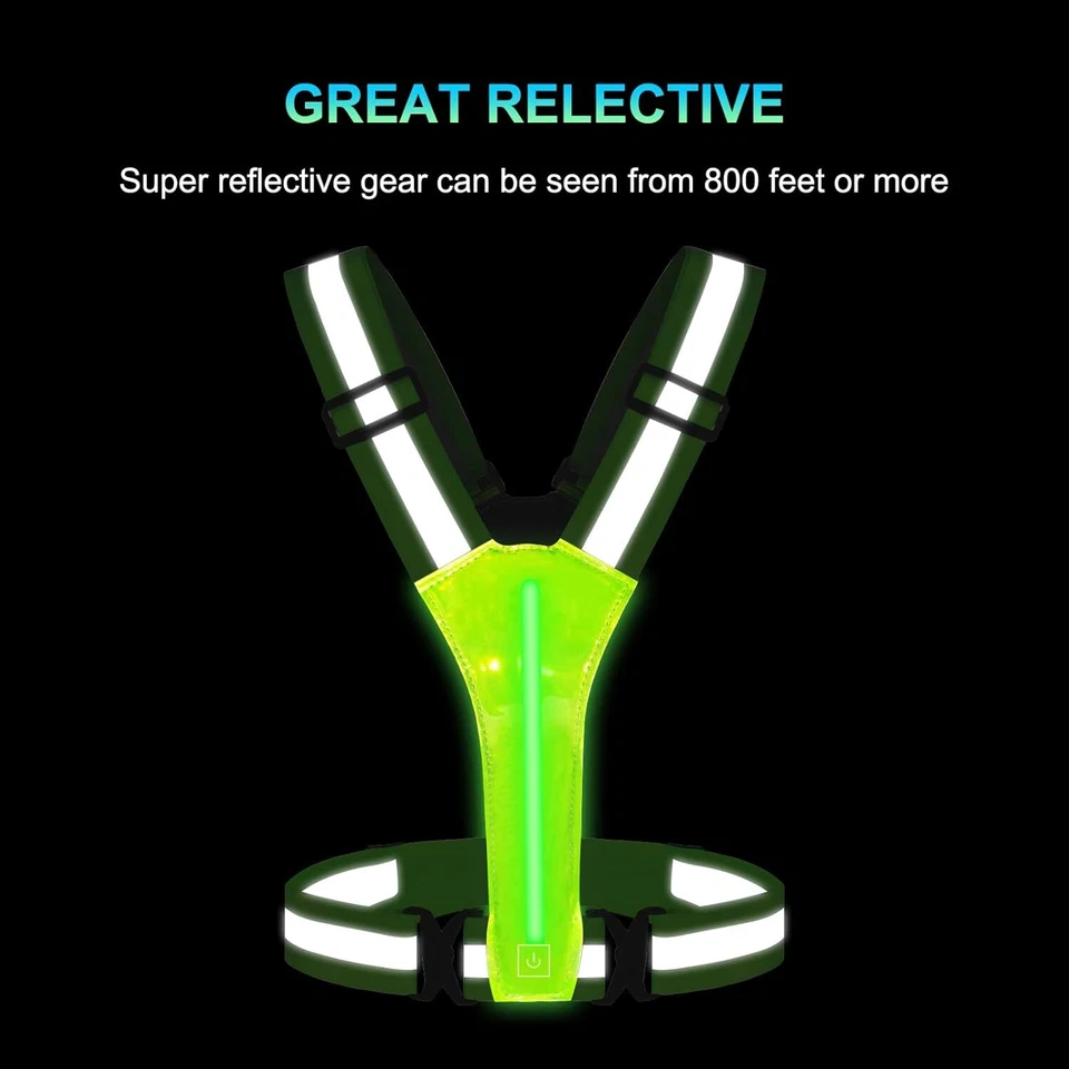 LED Reflective Running Vest Light For Night Jogging and Cycling Traffic Safety - Image 2 of 4