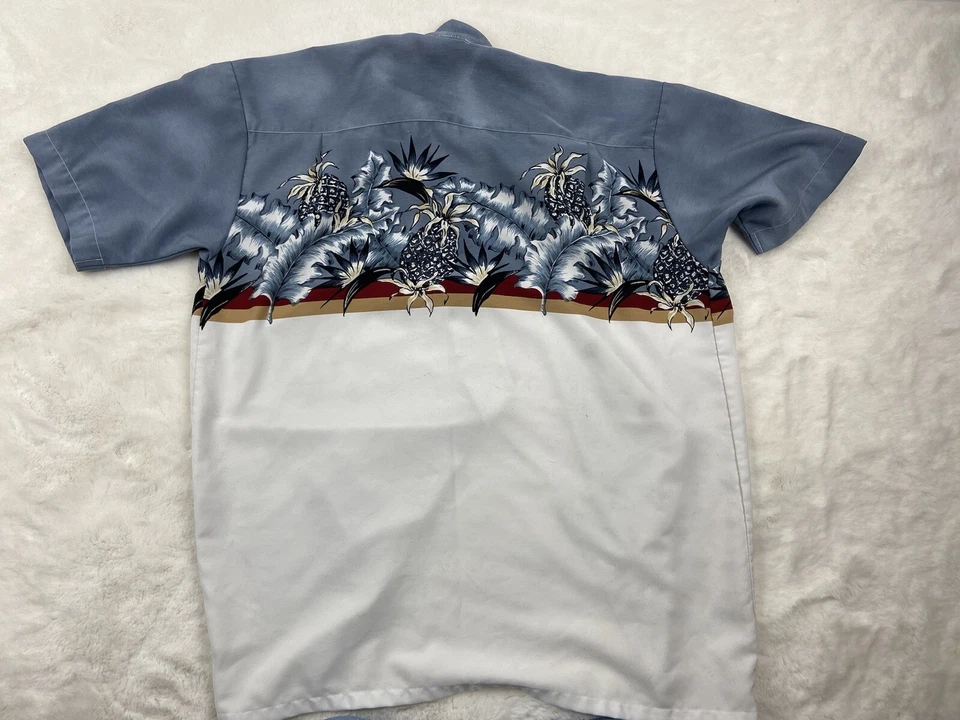 Camisa hawaiana Ron Jon Surf Shop blanca azul piña para hombre talla grande Foto 4 de 4