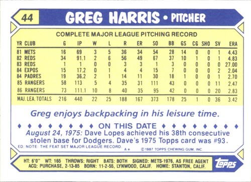 1987 Topps TIFFANY MLB Singles Choisissez vos joueurs d'équipe GLOSSY préférés #2 - #266 - Photo 106 sur 520