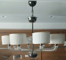 BAROVIER & TOSO BABYLON LAMPADARIO 8 LUCI CRISTALLO E PARALUME BIANCO 