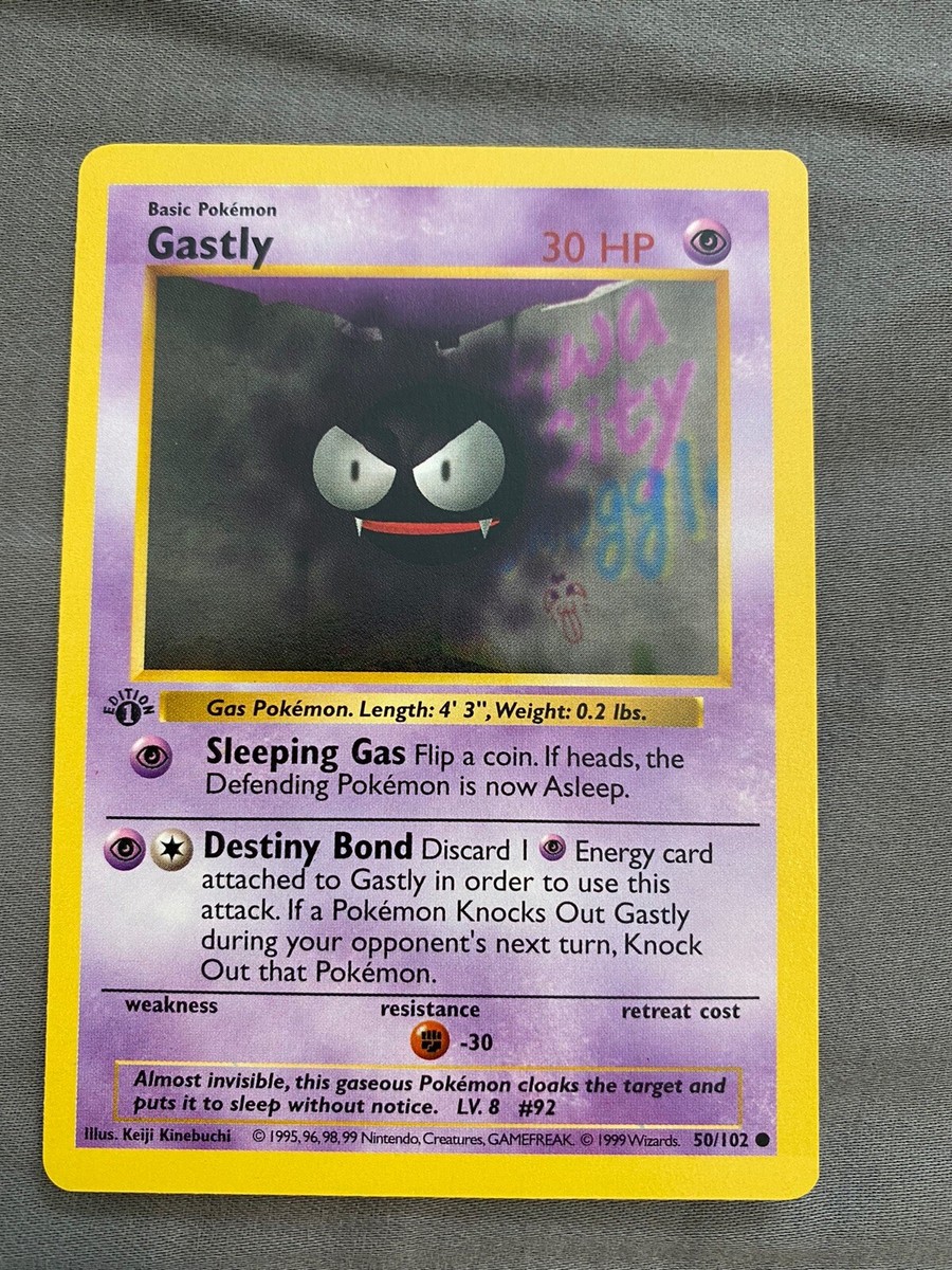 Gastly 50/102 1ST EDITION Base Set SHADOWLESS Pokemon Card Gastly 50/102 1ST EDITION Base Set SHADOWLESS Pokemon Card