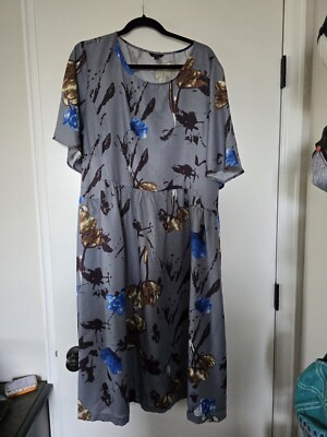 Floryday Dress XL Multicolor Floral Print Blue Dress Short Sleeve Knee  Length | eBay