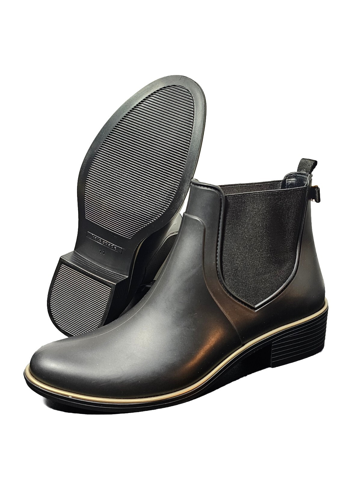 New Kate Spade New YORK Leather Women's Sedgewick Black Rain Boots Size 11