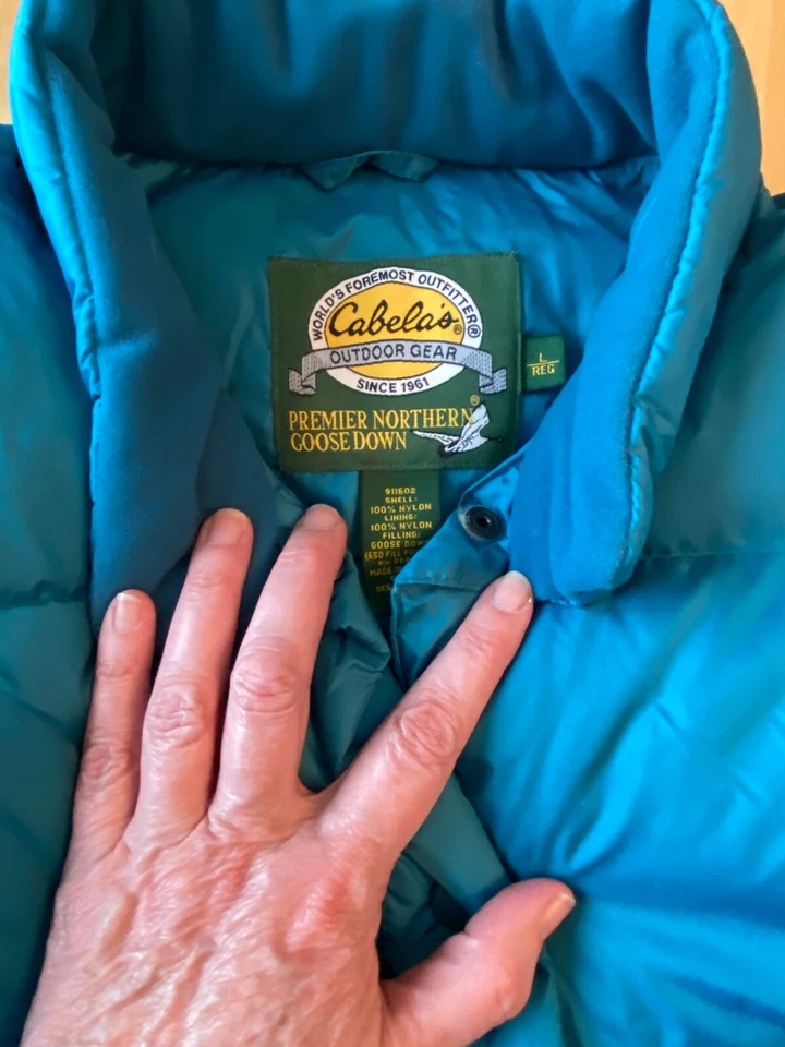 CABELA TEAL PREMIER NORTHERN GOOSE DOWN VEST WOMENS L - Image 3 of 4
