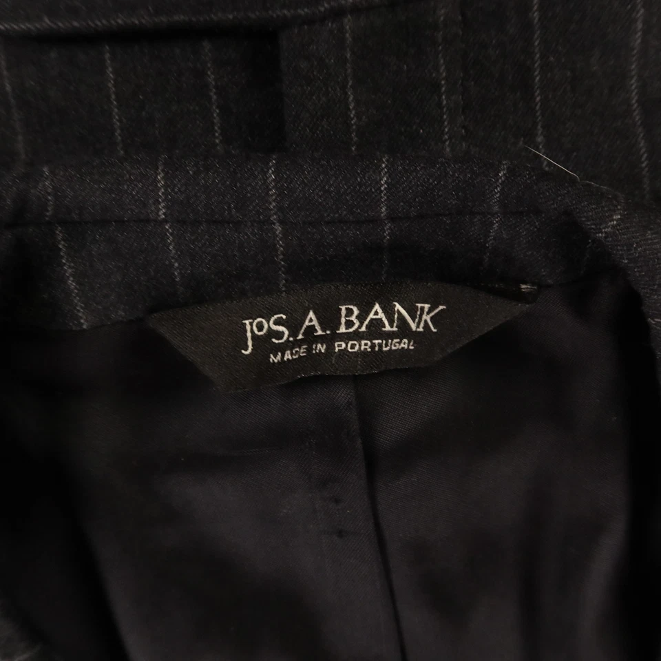 Tweed Suit M Gray Chalk Stripe 100% Wool Cashmere Twill Portugal 42R 36x26 - Image 3 of 4