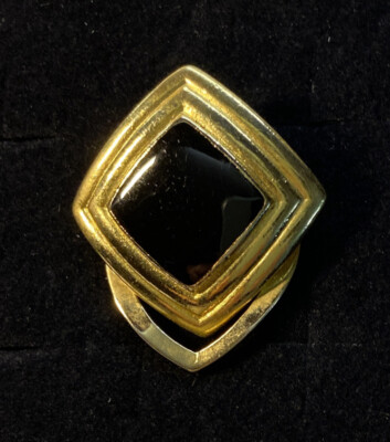 Tie Rack London Vintage Gold Tone Black Enamel Metal Scarf Dress Clip  Brooch | eBay