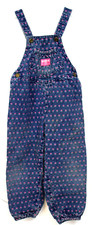 Vtg 1980s OshKosh B'Gosh Denim Overalls Woven Flower Hearts Girls sz 4T