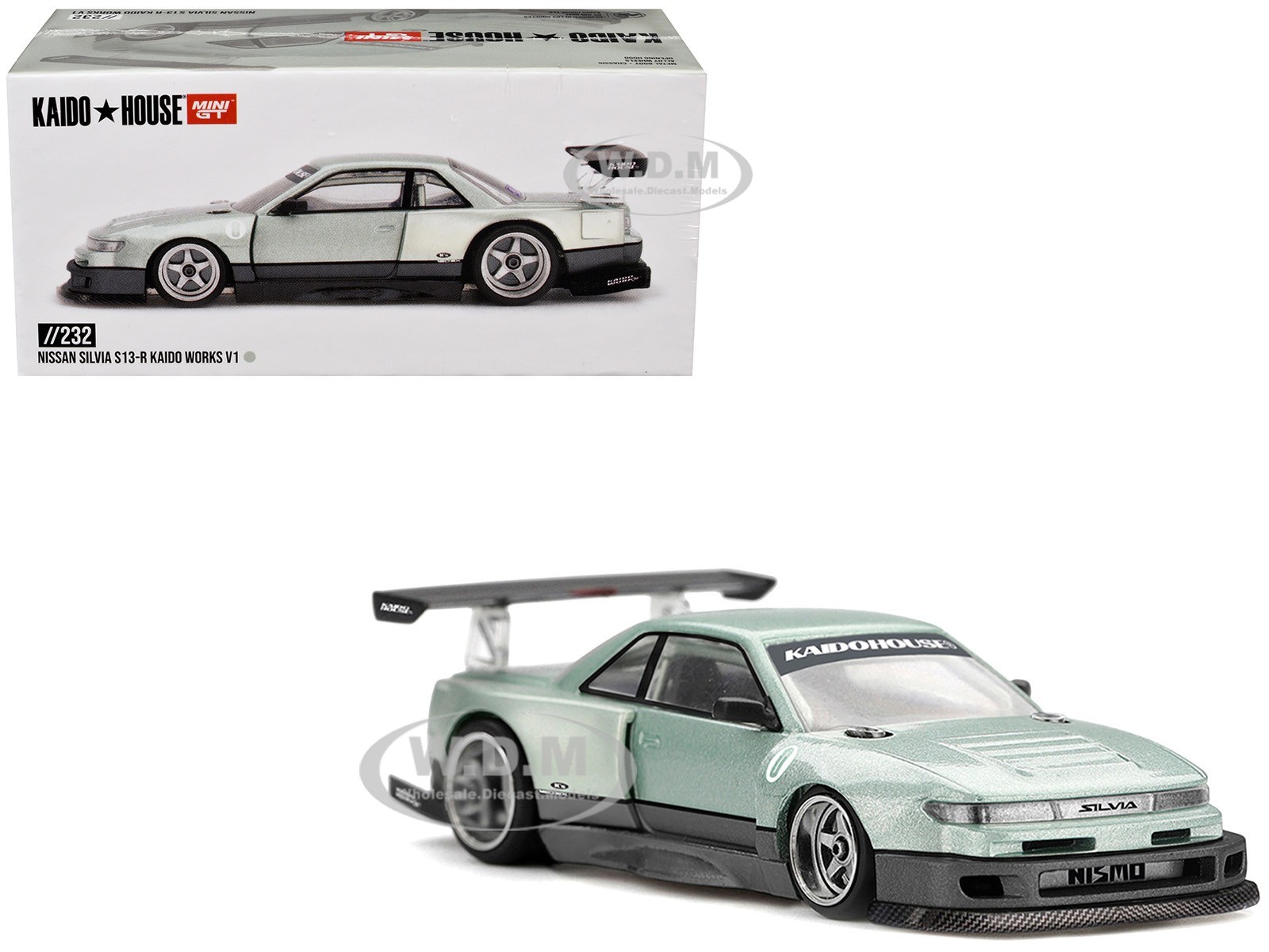 Nissan Silvia S13-R Kaido Works V1 Rhd Light Green 1/64 By Mini Gt Khmg232